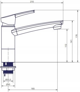 BATERIA KRAN WYLEWKA DO KAMPERA PRZYCZEPY COMET COMO Ø33 mm