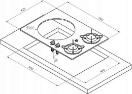 Kuchenka do zabudowy Carbest z okrągłym zlewem i 2 palnikami