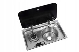 Kuchenka jednopalnikowa i zlew okrągły prawy