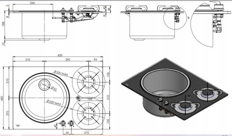 Płyta gazowa z 2 palnikami Can PV1360-S