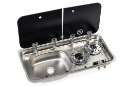 Wbudowana kuchenka z 2 palnikami i zlewozmywakiem Carbest lewa