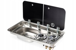 Wbudowana kuchenka z 2 palnikami i zlewozmywakiem Carbest lewa