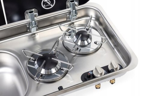 Wbudowana kuchenka z 2 palnikami i zlewozmywakiem Carbest lewa