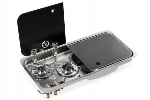 Wbudowana kuchenka z 2 palnikami i zlewozmywakiem Carbest prawy