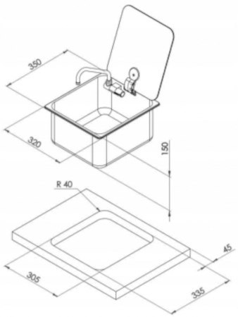 Zlewozmywak stal nierdzewna firmy Can 32x35x15cm