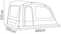 Nadmuchiwany namiot przedni Reimo do przyczepy kempingowej Adria Air 391