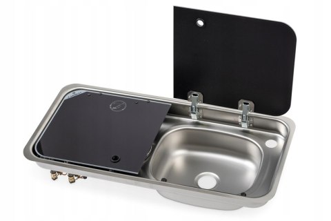 Wbudowana kuchenka z 2 palnikami i zlewozmywakiem Carbest prawy