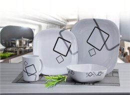 Zestaw naczyń z melaminy 16 sztuk dla 4 osób, Cuneo z antypoślizgowym