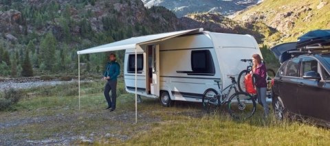 Markiza dachowa Omnistor 6300 White 3,25 m Blue do kampera przyczepy Thule